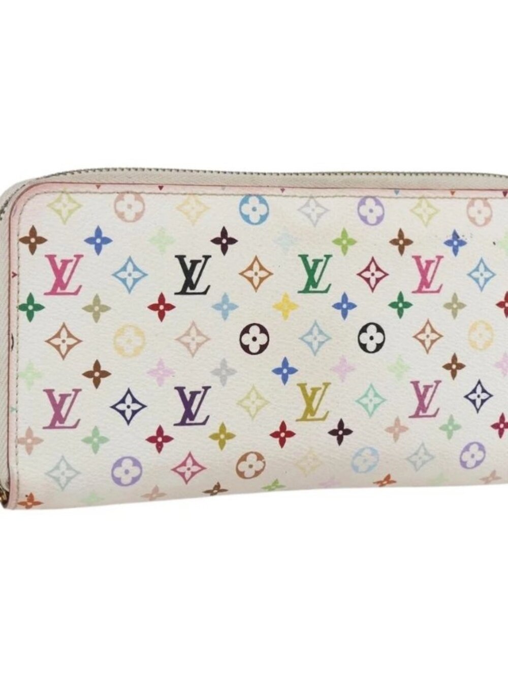 LOUIS VUITTON Monogram Multicolor Zippy Wallet White M60241 LV Auth 162714